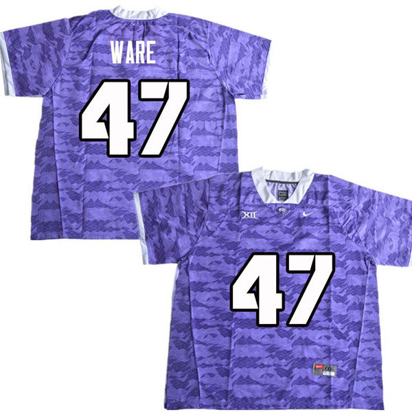 Men #47 Carter Ware TCU Horned Frogs College Football Jerseys Sale-Purple - Click Image to Close